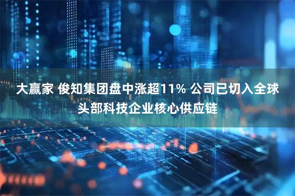 大赢家 俊知集团盘中涨超11% 公司已切入全球头部科技企业核心供应链